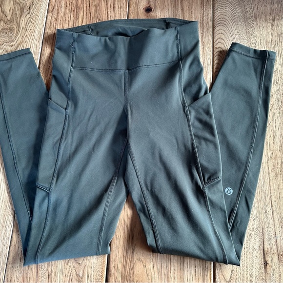 Dark Green High-Waisted Leggings - Picture 1 of 2